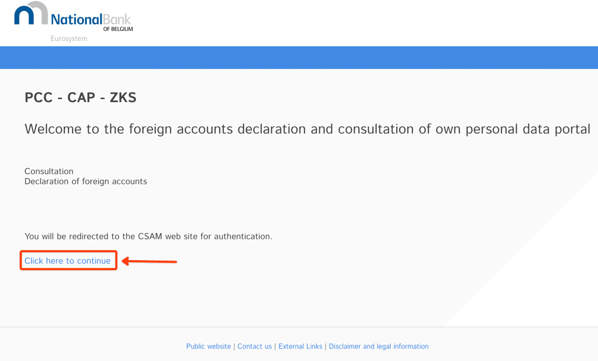 Homepage of the CAP of the National Bank of Belgium