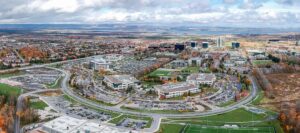 An aerial view of a business park in Kanata North 
